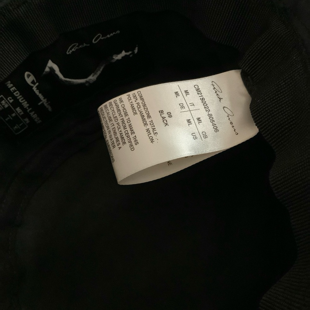 Rick Owens X Champion GILLIGAN HAT IN BLACK NYLON Size M/L CM21S0022-805…​​​​ - Picture 8 of 16